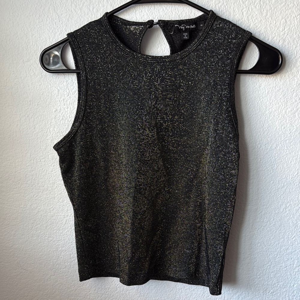 My Michelle Black Metallic Sleeveless Top